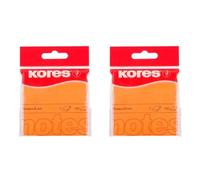 Kores - Orange Sticky Notes, Neon Coloured Self-Adhesive Memo Note Pad, 75 x 75 mm, Pack of 2 Pad of 100 Sheets