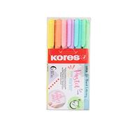 Kores - Pastel Style Brush Tip Marker - Brush Tip Marker Pens - Soft Brush Tip, Water Based Ink - Colouring Pens, Brush Pens for Colouring, Art Supplies, Stationery Set, Lettering Kit - Set of 6