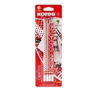 Kores - Pencils Set - Pastel Coated - Grafitos, HB, Soft, Triangular - Back to School Supploes, HB Pencils, Pencil Set, Art Supplies - Pack of 4 with Rubber