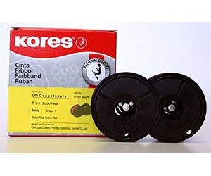 Kores - Silk Typewriter Ribbon, Black/red, Standard DIN Double Spool