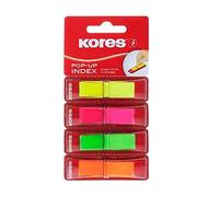 Kores - Sticky Tabs - Film Index Tabs in Dispenser - Revision Supplies, Bible Tabs, Page Markers Tabs, Book Markers, Back to School Accessories - 4 x 40 Coloured Strips