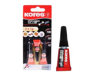 Kores - Super Glue - Power Gel, Instant Power, Extra Strong Glue - University Essentials, Back to School Stationery, Stationery Supplies, Office Supplies - Pack of 3 x 1g