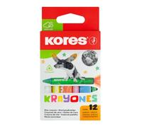 Kores Triangular Crayons - Mess Free Colouring for Kids & Toddlers - Box of 12 Assorted Colours