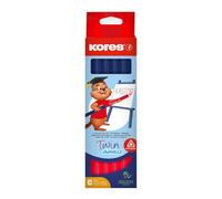Kores coloured pencil, twin jumbo, 3-edge, 3 mm, 6 pieces, blue / red red/blue