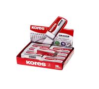 Kores - White PVC Rubber Erasers - KE-20 Block Shape Erasers with Paper Sleeve - 60 x 21 x 10mm - School Supplies, Back to School, Cute Stationary, Office Supplies - Pack of 20