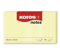 Kores Yellow Sticky Notes, 125 x 75 mm, Pack of 12 x 100 Sheets