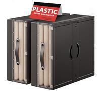 Koretech 4 Pack/ 2 Pack Sheet Organizers and Storage Durable Plastic King Size, Linen Closet Organizers and Storage, Bed Sheet Organizer, Linen Storage (Black, 2 Pack)