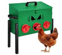 koretech Chicken Feeders, Metal Chick Feeder with Locking Lid and Legs, 30 lb Capacity 6 Port Automatic Chicken Feeder for Chickens, Ducks, Geese, Slope Green