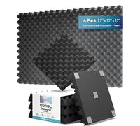 Korgl®12x12x2inch | Sound Proof Foam Panels For Walls | Egg Crate Shape with Double-Sided Adhesive Tape, Sound Absorbing Acoustic Panels, High Density Acoustic Foam Wall Panels (6 Pack / 2")