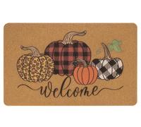 KorhLeoh Hello Pumpkin Welcome Coir Door Mat - Halloween Pumpkin Outdoor Indoor Entrance Door Mat Non Slip Rubber Backing for Fall Holiday 17 * 30Inch