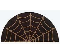 KorhLeoh Spider-Web Welcome Doormat Outdoor-Entrance - Half-Circle-Door-Mat Non-Slip Dark Artifical Coir Mats Halloween Decor 17"x29"