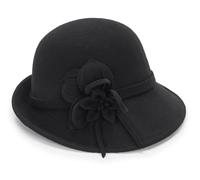 KorhLeoh Womens 1920s Felt Cloche Church Hat Gatsby Winter Wool Bucket Hat Vintage Bowler Hat with Flower