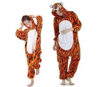 korifejus Adult Role Play Onesie - Plush Animal Costume Jumpsuit for Carnival, Halloween and Cosy Nights (M, Tiger), multi-coloured, M