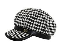 KORIXINE Womens Newsboy Cap French Fashion Hats Summer Cabbie Baker Boy Hat for Fall Beret Cap, T1-houndstooth-black, One Size