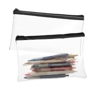 Korjokca 2 PCS Clear Pencil Case for Exams, Waterproof PVC Transparent Pencil Pouch with Zipper, Travel Makeup & Toiletry Bag, Multi-Use Stationery Organiser for School and Office