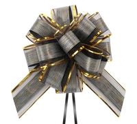 Korjokca 8PCS Large Pull Bow Gift Wrapping Bows, 6 Inches Black Organza Ribbon Pull Bows for Wedding Gift, Wedding Baskets, Party, Birthday, Christmas, Valentine's Day Gift Decoration