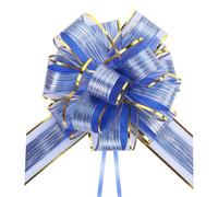 Korjokca 8PCS Large Pull Bow Gift Wrapping Bows, 6 Inches Blue Organza Ribbon Pull Bows for Wedding Gift, Wedding Baskets, Party, Birthday, Christmas, Valentine's Day Gift Decoration