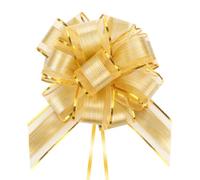 Korjokca 8PCS Large Pull Bow Gift Wrapping Bows, 6 Inches Gold Organza Ribbon Pull Bows for Wedding Gift, Wedding Baskets, Party, Birthday, Christmas, Valentine's Day Gift Decoration