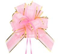 Korjokca 8PCS Large Pull Bow Gift Wrapping Bows, 6 Inches Pink Organza Ribbon Pull Bows for Wedding Gift, Wedding Baskets, Party, Birthday, Christmas, Valentine's Day Gift Decoration