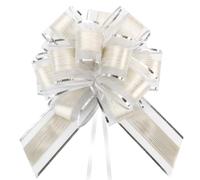 Korjokca 8PCS Large Pull Bow Gift Wrapping Bows, 6 Inches Silver Organza Ribbon Pull Bows for Wedding Gift, Wedding Baskets, Party, Birthday, Christmas, Valentine's Day Gift Decoration