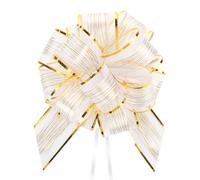 Korjokca 8PCS Large Pull Bow Gift Wrapping Bows, 6 Inches White Organza Ribbon Pull Bows for Wedding Gift, Wedding Baskets, Party, Birthday, Christmas, Valentine's Day Gift Decoration