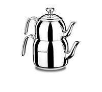 Korkmaz A057 Droppa Maxi Stainless Steel Teapot Caydanlik Suitable for Induction Cookers
