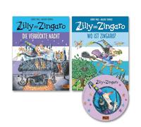 Korky Paul & Valerie Thomas - Buchset Zilly und Zingaro - 2 Bilderbücher - Die verrückte Nacht, Wo ist Zingaro, Kinderbuch ab 5 Jahren über Hexen, Kater, Magie, Vorlesen mit einem exklusiven Aufkleber