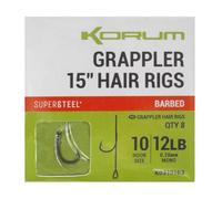 Korm Grappler Hair Rigs Qty 8 (15, 12 Barbed)