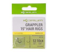 Korm Grappler Hair Rigs Qty 8 (15, 14 Barbless)