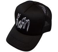 Korn Women's Sonic Silver Back Print Logo Trucker Cap in Black Korn Black One Size