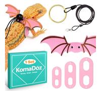 KornaDoz 3 Sizes S/M/L Adjustable Soft Leather Bearded Dragon Leash and Harness Set with Cool Wings, Reptile Lizard Costume Accessories for Geckos, Iguanas, Small Pets, Outdoor Walking