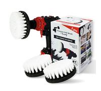 Kornely Premium Drill Brush Professional - Extra-Soft 13 cm White 3-Piece Set | Scratch-Free Cleaning Brush for Carpet, Upholstery, Leather Seats, Glass, Furniture and Car Interior