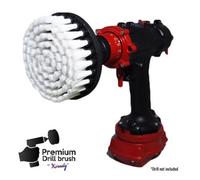 Kornely Premium Drill Brush Professional - Extra-Soft 13 cm White | Scratch-Free Cleaning Brush for Carpet, Upholstery, Leather Seats, Glass, Furniture and Car Interior