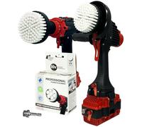 Kornely Premium Drill Brush, Extra-Soft 2in1 10cm, White, Car and Carpet | 10x efficient, scratch-free, Pro series for drills (adapter 6mm), angle grinder M14 direct, car interior, leather, upholstery