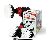 Kornely Premium Drill Brush Professional - Extra-Soft 5-Piece Set (13/10/ 8.5/ 5cm Brushes+ 15cm Extension) | Scratch-Free Cleaning Brush for Carpet, Upholstery, Leather, Glass and Interior Detail