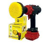Kornely Premium Drill Brush Professional - Medium-Soft 10 cm Yellow | Scratch-Free Cleaning Brush for Tile, Grout, Bathtub, Shower, Fibreglass and Ceramic Surfaces