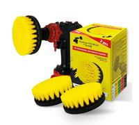 Kornely Premium Drill Brush-Medium-Soft 13Cm Yellow 3Pcs Set. Scratch-Free Brush For Tile,grout,bathtub,shower,fibreglass,ceramic