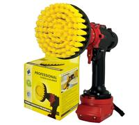 Kornely Premium Drill Brush, Medium-Soft 13cm, Yellow, Tile and Bath | 10x efficient, scratch-free, double-density bristles; grout, showers, bathtubs, fibreglass, ceramic; 8 mm hex shaft