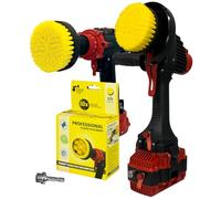 Kornely Premium Drill Brush, Medium-Soft 2in1 10cm, Yellow, Tile and Bath | 10x efficient, scratch-free, Pro series for drills (adapter 6mm), angle grinder M14 direct, showers, grout, fibreglass
