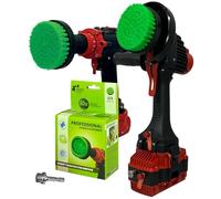 Kornely Premium Drill Brush, Medium-Stiff 2in1 10cm, Green, Indoor, Marine | 10x efficient, scratch-free, Pro series for drills (adapter 6mm), angle grinder M14 direct, kitchen, ovens, worktops