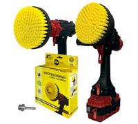 Kornely Premium Drill Brush Professional- 2in1 for Drill & Angle Grinder Medium-Soft 15 cm Yellow | Scratch-Free Cleaning Brush for Tile, Grout, Bathtub, Shower, Fibreglass and Ceramic Surfaces