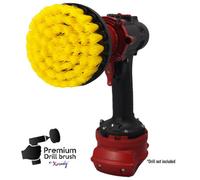 Kornely Premium Drill Brush Professional - Medium-Soft 10 cm Yellow | Scratch-Free Cleaning Brush for Tile, Grout, Bathtub, Shower, Fibreglass and Ceramic Surfaces