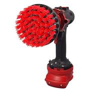 Kornely Premium Drill Brush Professional - Stiff 10 cm Red | Scratch-Free Outdoor Cleaning Brush for Patio Bricks, Decking, Garden Tools, Lawn Mowers, Bicycles, Car Wheels, Pool Tiles and Boat Hulls