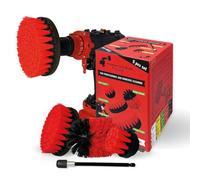 Kornely Premium Drill Brush Professional - Ultra-Stiff 5-Piece Kit (13/10 / 8.5/5 cm Brushes + 15 cm Extension) | Heavy-Duty Cleaning Brush for Concrete, Masonry, Grill Grates and Rust