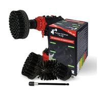 Kornely Premium Drill Brush Professional-Ultra-Stiff Black 5Pcs Set, Scratch-Free Heavy-Duty Cleaning Concrete, Brick, Stone,rust