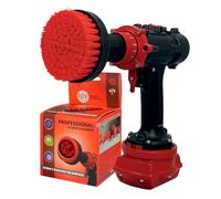 Kornely Premium Drill Brush Professional - Stiff 10 cm Red | Scratch-Free Outdoor Cleaning Brush for Patio Bricks, Decking, Garden Tools, Lawn Mowers, Bicycles, Car Wheels, Pool Tiles and Boat Hulls