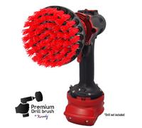 Kornely Premium Drill Brush Professional - Stiff 10 cm Red | Scratch-Free Outdoor Cleaning Brush for Patio Bricks, Decking, Garden Tools, Lawn Mowers, Bicycles, Car Wheels, Pool Tiles and Boat Hulls