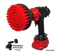 Kornely Premium Drill Brush-Stiff 13Cm Red, Scratch-Free Brush For Bricks, Decking, Garden Tools, Lawn Mowers,bicycles,pool,boats