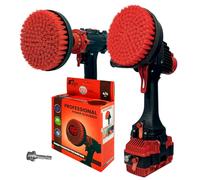 Kornely Premium Drill Brush, Stiff 2in1 15cm, Red, Outdoor and Garden | 10x efficient, scratch-free, Pro series for drills (adapter 6mm), angle grinder M14 direct, patio, decking, terrace