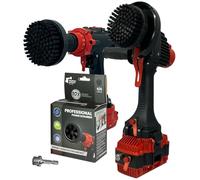 Kornely Premium Drill Brush, Ultra-Stiff 2in1 10cm, Black, Heavy-Duty | 10x efficient, scratch-free, Pro series for drills (adapter 6mm), angle grinder M14 direct, concrete, brick, metal